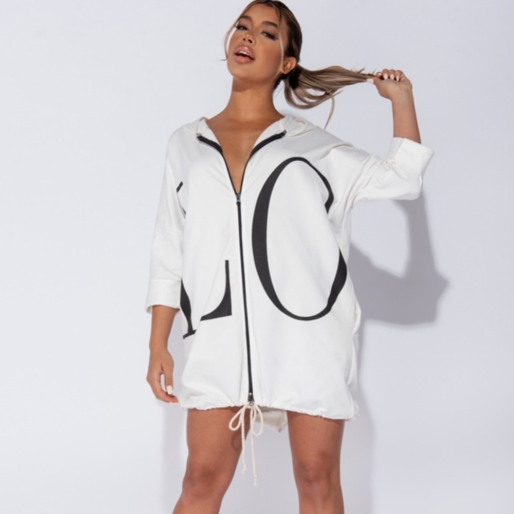 ☽ SOLD OUT Off White Love Hoodie Dress - Picture 10 of 16